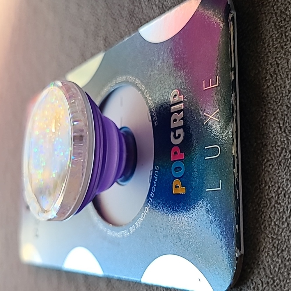 PopSockets PopGrip Luxe Phone NEW Dreamy Whirl Sun & Clouds Glitter Grip Stand - Picture 2 of 3